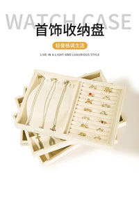 首饰盘绒布展示盘项链手链耳环耳钉戒指珠宝收纳看货托盘陈列展示