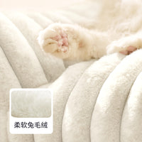 跨境爆款狗窝猫窝四季通用可拆洗格条波浪纹保暖猫沙发宠物猫床