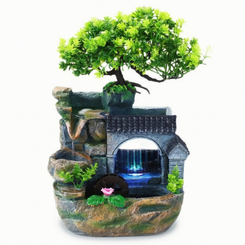 Rockery Desktop Water Fountain Circulating Tabletop Water Fountain Lighted Stone-Look for Living Room, Desk, Office