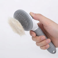 Cat Brush and Pet Hair Remover for Dog Grooming, Self Cleaning Slicker Brush with Release Button, Ribbed Handle for Dog Cat Grooming, 1 Pack