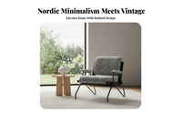 Houndstooth Armchair Nordic Design Upholstered Accent Armchair Modern Minimalist Sturdy Wood Frame for Adults, Homeowners