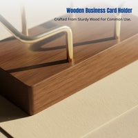 Walnut Business Card Holder, Brass Desktop Organizer, Office Card Stand