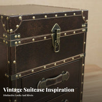 Stacked Luggage Nightstand Vintage Design Bedside Storage Cabinet for Homeowners