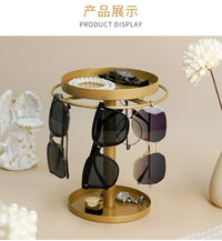 Disassemblable Rotating Eyeglass Display Stand with Storage - Gold, 5-Tier
