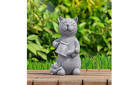 Cat Figurine with Watering Can Resin Ornament Textured for Flowerbed