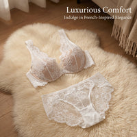 Lingerie Set for Women with 3/4 Cup Minimizing Bra for Large Bust, Lace with Back Closure for Everyday Wear