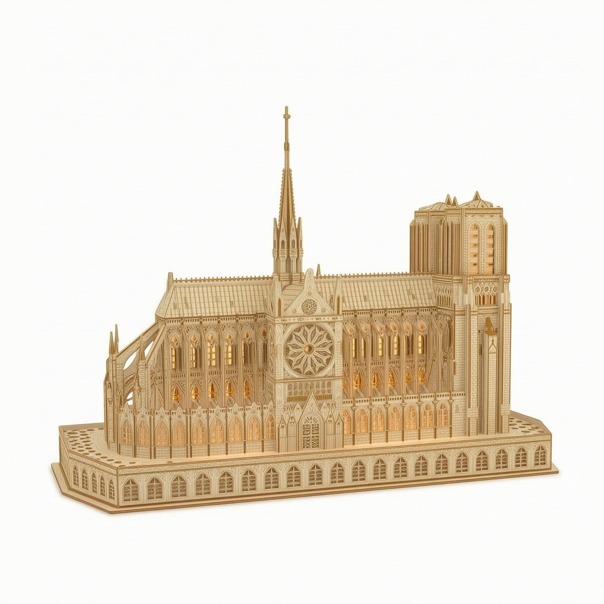 Gothic Cathedral Model Architectural Cathedral Model with Base Miniature 3D Wooden Puzzle for Adults, Hobbyists, Shelf, Desk, Study Room