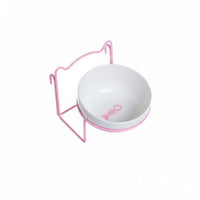 Ceramic Cat Bowl with Holder Spill Proof Crate Food and Water Dish for Cats