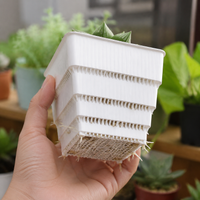 Small Square Plant Pots, 10cm Resin Flower Pots with Drainage, Breathable Outdoor Planters for Dry Plants