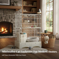 super Large Space 3-Story Cat Kennel with Litter Box Enclosure Spacious Interior Multi-Level Wire Crate Villa design pet Housing Easy to Clean for young cat Owners, Pet Parents, Indoors, Indoor, Living Room, Bedroom