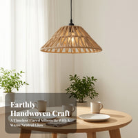 Beige Paper Rope Lampshade | Rustic, Bohemian, E27 Pendant Light Shade, for Bedroom