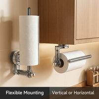 Paper Dispenser Wall Mounted Holder with Strong Suction Cup, Rotatable Under Cabinet Towel for Kitchen, optimal for Home Cooks, Countertop Roll