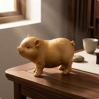 Carved Wooden Pig Figurine Realistic Wooden Pig Figurine Wood Grain Home Decor