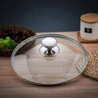 Stainless Steel Pan Lid with Tempered Glass and Steam Vent, Universal Frying Pan Lid for Cooking, Replacement Pot Lid and Wok Lid, Cover Heat