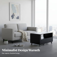 2-Tier Rolling Side Table With Casters Mobile Storage Space-Saving Multi-Functional for Homeowners, Living Room, Bedroom