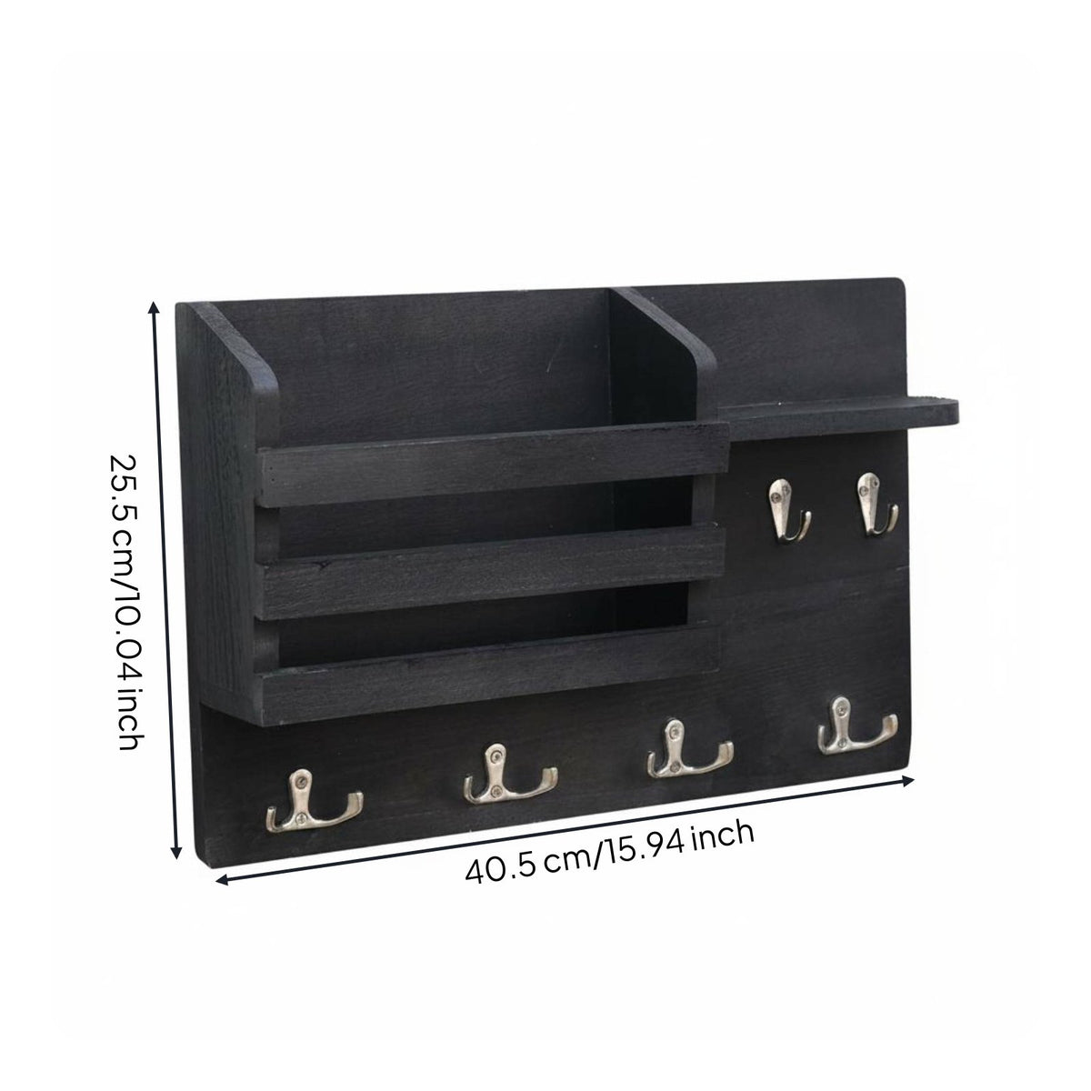 Key and Mail Holder Space Saving Wall Shelf with Hooks Easy to Install