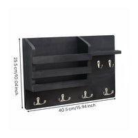 Key and Mail Holder Space Saving Wall Shelf with Hooks Easy to Install
