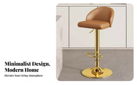 Upholstered Rotating Stool with Backrest Minimalist Design Upholstered Rotating Stool Padded Seat Sturdy Frame for Cafe