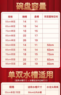 美厨物语厨房置物架水槽架多功能洗碗放盘架子碗架收纳碗碟沥水架 双层加厚【75cm】+挂钩*8+刀架+砧板架+筷筒+清洁篮..