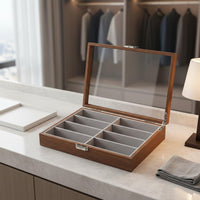 Wooden Sunglasses Box Lockable Sunglasses Organizer Box Dustproof Eyeglasses Display Case for Home Display