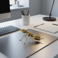 Light Luxury Golden Ant Figurine Modern Design Metal Ant Statue Vintage Design Metal Bug Sculpture Polished Finish for Desktop, Shelf, Office, Hotel