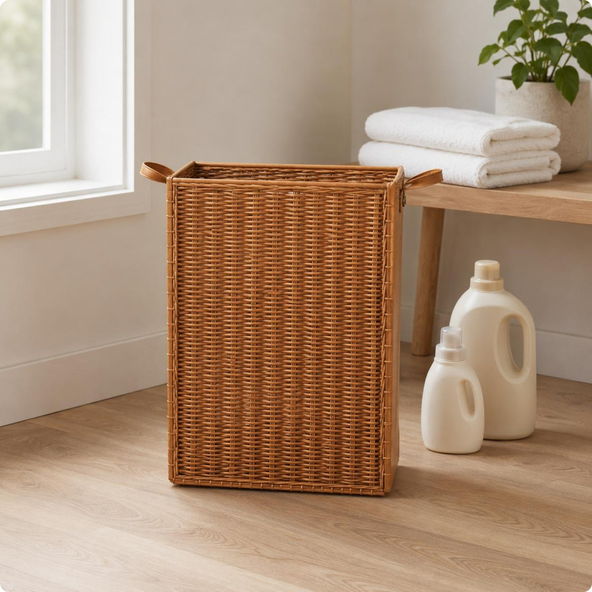 Foldable Laundry Basket Reinforced Rectangular Laundry Basket Side Handles