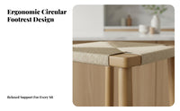 Woven Seat High Stool Sturdy Construction Square Woven Stool Bohemian Design