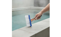 Dense Bristles Pool Cleaning Brush with Metal Handle Rectangular Handheld Pool Brush Curved Heavy-Duty