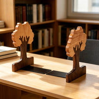 Bookends with Sliding Plates Adjustable Organizer Woodland-Inspired for Desk