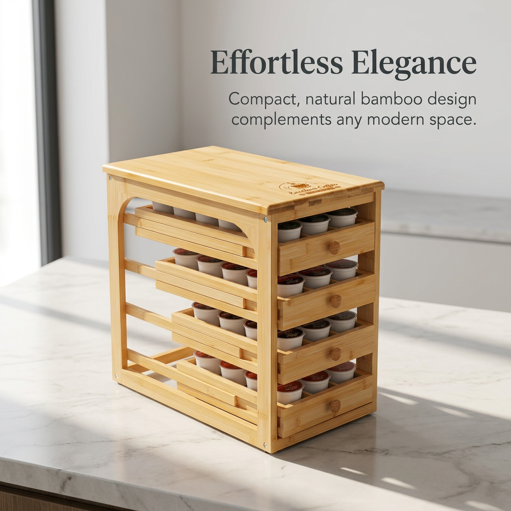 Bamboo Coffee Pod Drawer Organizer, Coffee Pod Holder for Kitchen Counter, Bamboo Drawer Organizer Coffee, Minimalist Coffee Pod Holder Drawer
