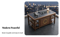 serene-Inspired Design Gongfu Tea Ceremony Table Space-Saving Gongfu Tea Table with Accessories Built-in Storage Shelf Household Furniture Minimalist Aesthetic for Fans of Asian Culture, Gift Givers, Living Room, Balcony, Reception Area, Office