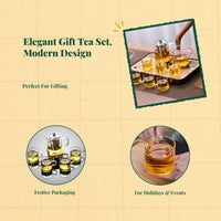 Glass Teapot Set, Borosilicate, Tea Infuser, Teacups, Gift