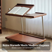Retro Design Mobile Mobile Unit with Storage Multi-Functional Split-Top Rolling Table Space-Saving Household Furniture Lockable Wheels for Apartment Dwellers, Distant Workers, Musicians, Living Room, Small Areas, Bedroom, Home Office