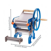 Hand Crank Noodle Machine Wooden Handle Noodle Roller Blue-Painted