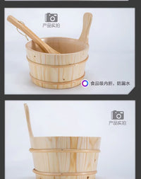 泡脚桶实木酒店汗蒸房桑拿房专用浇水小木桶汗蒸淋浴木勺水瓢内胆