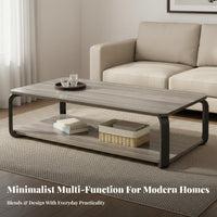 2-Tier Rectangular Table Modern Minimalist Design Two-Tier Rectangular Stand Sturdy Frame Living Room Furniture for Homeowners, Lounge Area, Entryway