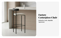 Upholstered High Stool with Supportive Restrest Utilitarian Look Bar Chair Designer-Look Modern Minimalist for Adults