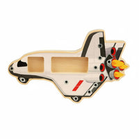 Wooden Spaceship Busy Board Lumber Space Shuttle Busy Board Screen Young Child Learning Gear for Preschool, Classroom, Playroom