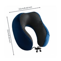 Soft Cover Memory Foam Neck Pillow Textured Panel U-Shaped Neck Pillow Drawstring Cord