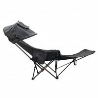 Portable Reclining Chair with Canopy Adjustable Camping Lounger Comfortable Outdoor Lounger with Side Pocket Long-Lasting for Campers, Picnics, Backyard