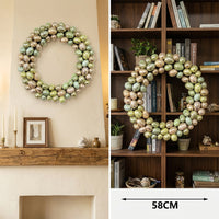 Artificial Easter Wreath Decorations 58cm Easter Egg Wreath for Front Door, Wall Hanging Spring Wreath with Eggs for Easter Holiday Home Party Wall Decor