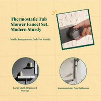 Thermostatic Shower Faucet Set, Brass Waterfall Spout, Shelf