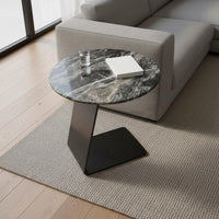 Curved Side Table with Real Marble Top Sturdy Carbon Steel Frame Sleek End Table Space-saving Design Suitable for Homeowners Apartment Dwellers Living Room Bedroom Home Office