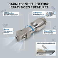 Industrial Spray Nozzles, Stainless Steel Watering Nozzle, Narrow Angle Head, fo #variant:Automatic Rotating Cleaning Nozzle