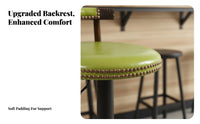 Adjustable Pedestal Stool Retro Design Studded Swivel High Chair With Backrest