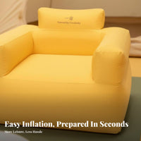 Indoor and Outdoor Use Wind-Pouch Sofa No Pump Required Inflatable Couch Thickened Material Air Lounger Lightweight for high-tech fabric& travelers, Beach Lovers, Beach& travelers, Music high-tech fabrics, Camping, rearyard, Living Room
