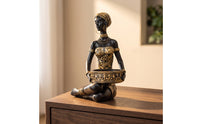Figurine with Basket Sculptural Statue with Bowl Handmade Key Bowl for Vanity