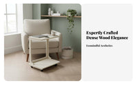 Rolling C-Shaped Table Completely wood Wood Construction C-Shaped Rolling Table