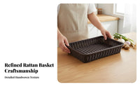Braided Organizer Basket Multifunctional Imitation Rattan Basket Wicker Tray for Kitchen, Restaurant, Washroom