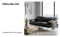 Adjustable Backrest Sofa Genuine Leather Couch Top-Grain Cowhide Lounge Seating for Apartment Dwellers, Homeowners, Living Room, Home, Bedroom